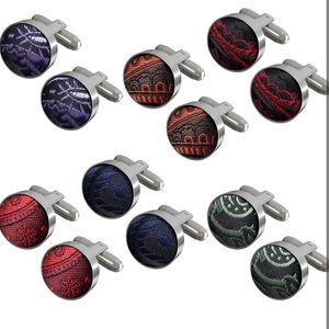 Dan Smith Men's Fashion Multi-coloured Cufflinks - 5 Pack Silk Cufflinks